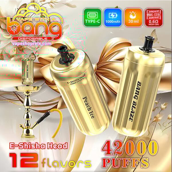 BANG E-SHISHA 42000Puffs 金色外觀拋棄式電子煙｜一次性電子水煙頭