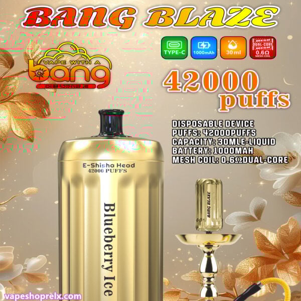 BANG E-SHISHA 42000Puffs 金色外觀拋棄式電子煙｜一次性電子水煙頭